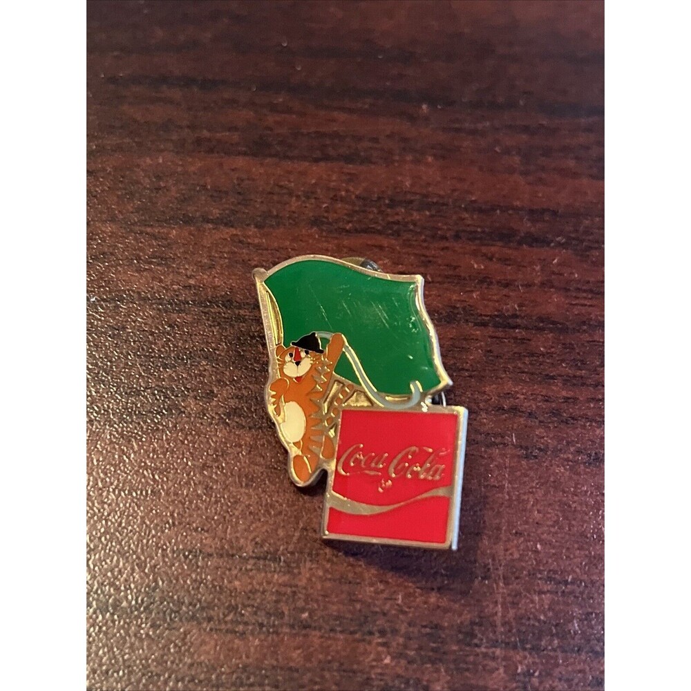 Vintage 1988 Seoul Olympics Coca Cola Hodori Tiger Libya Flag Lapel‎ Pin